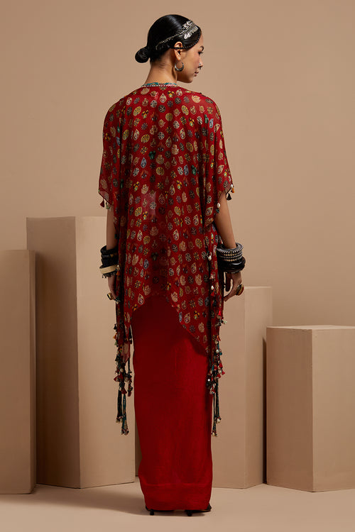 Sindoor Kalpa Blouse With Skirt & Veni Dupatta Jacket