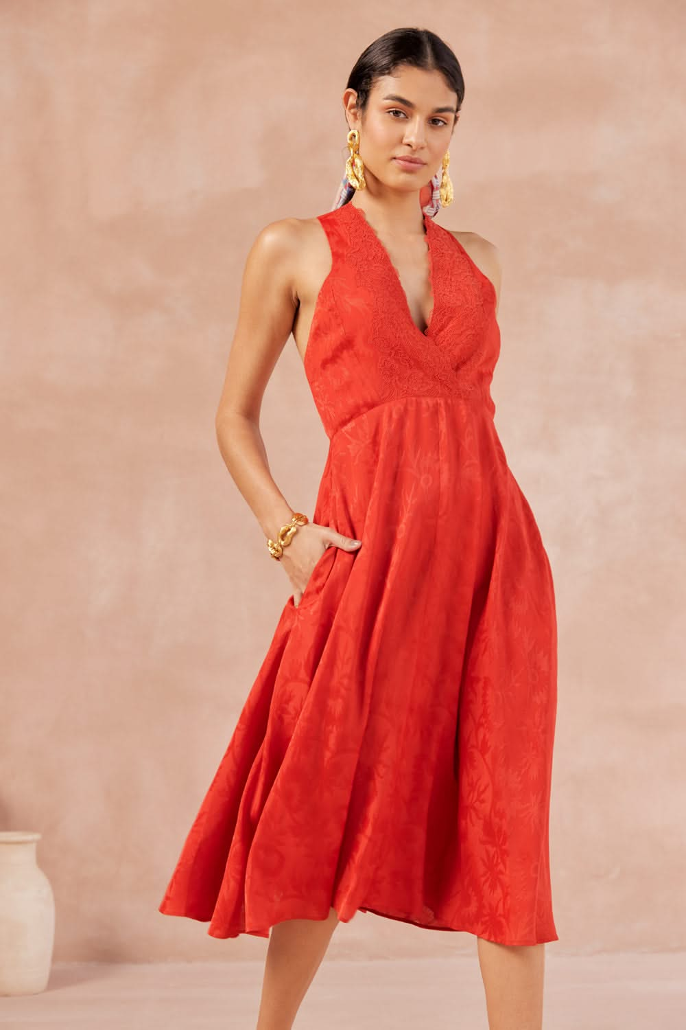 Faith Midi Red Dress