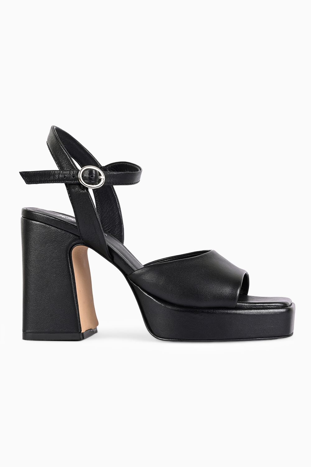 Fia Black Leather Heels