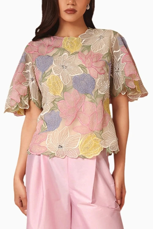Light Multi Floral Box Top With Slip