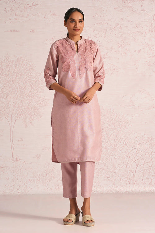 Floral Shadows Blush Kurta And Pant Set