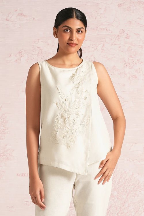Floral shadows Off White Angle Top