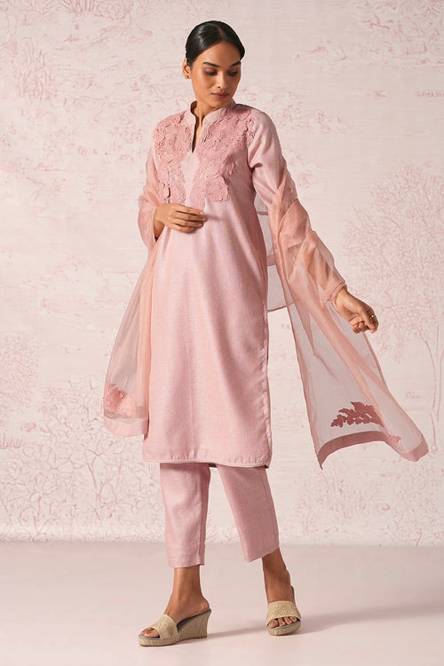 Floral Shadows Blush Kurta Set