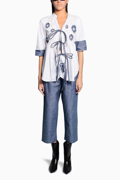 Flower Patchwork Top With Pants