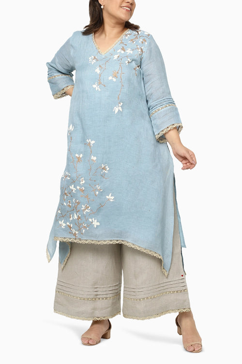 Glitter Blue Fly Free Tunic Set