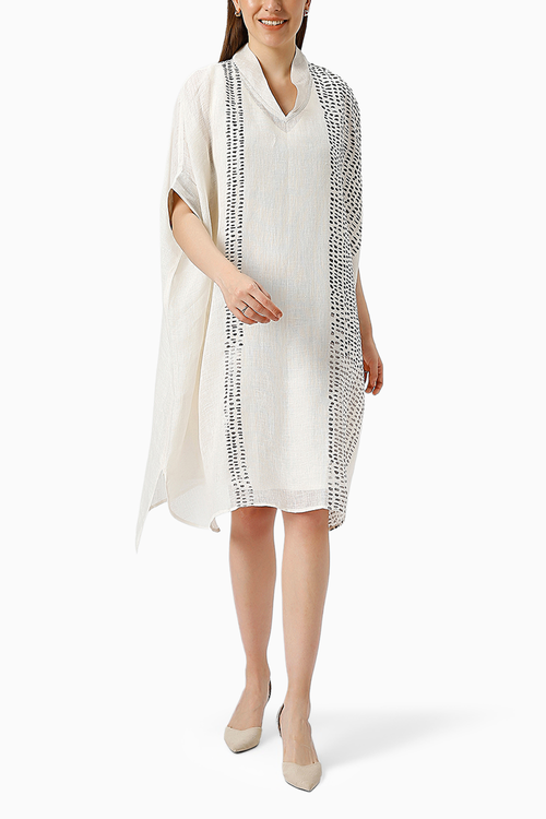Off White Forest Land Square Dress
