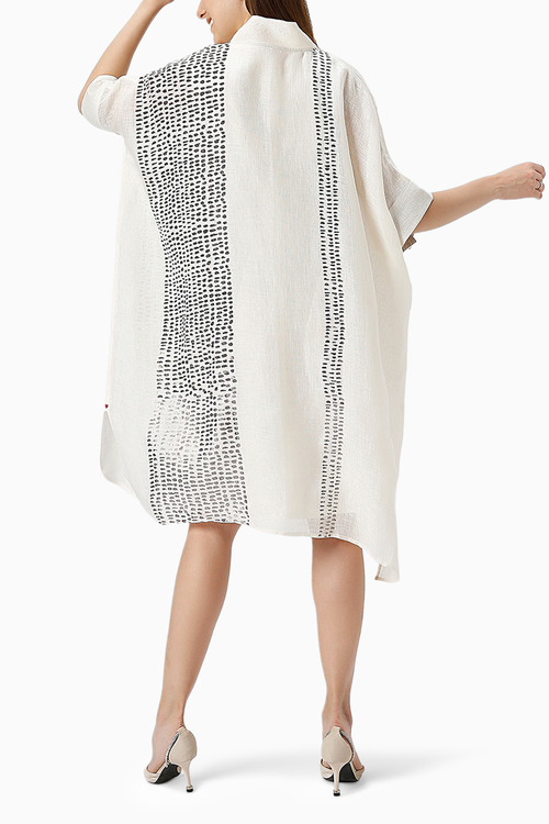 Off White Forest Land Square Dress
