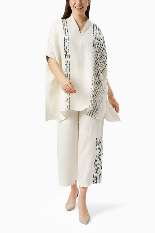 Off White Forest Land Square Top and Pant