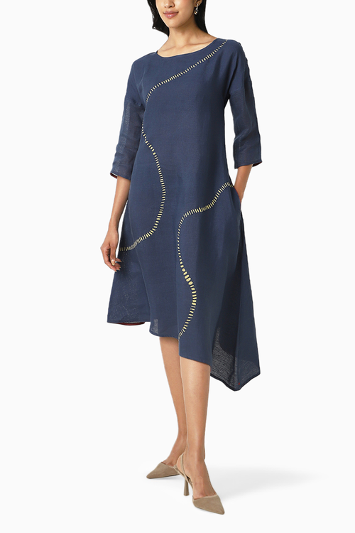 Navy Forest Land Wiggle Dress