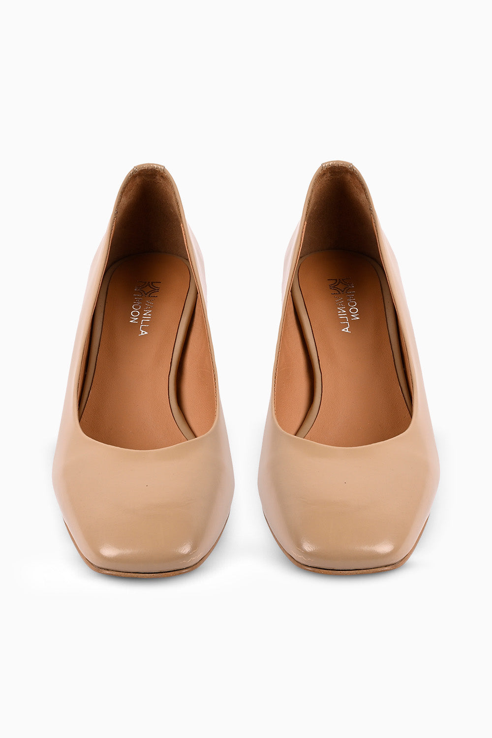 Frances Beige Classic Flared Heel Pumps