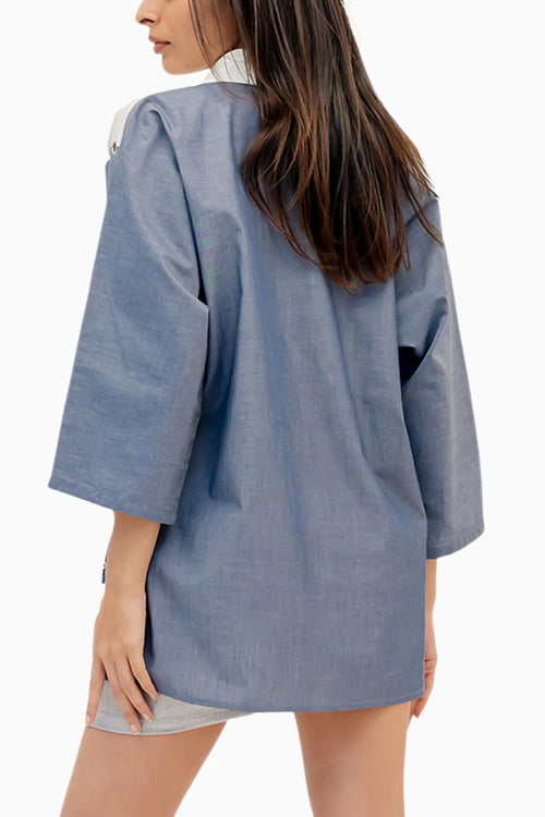 Cotton Combo Shirt With Stud Highlights