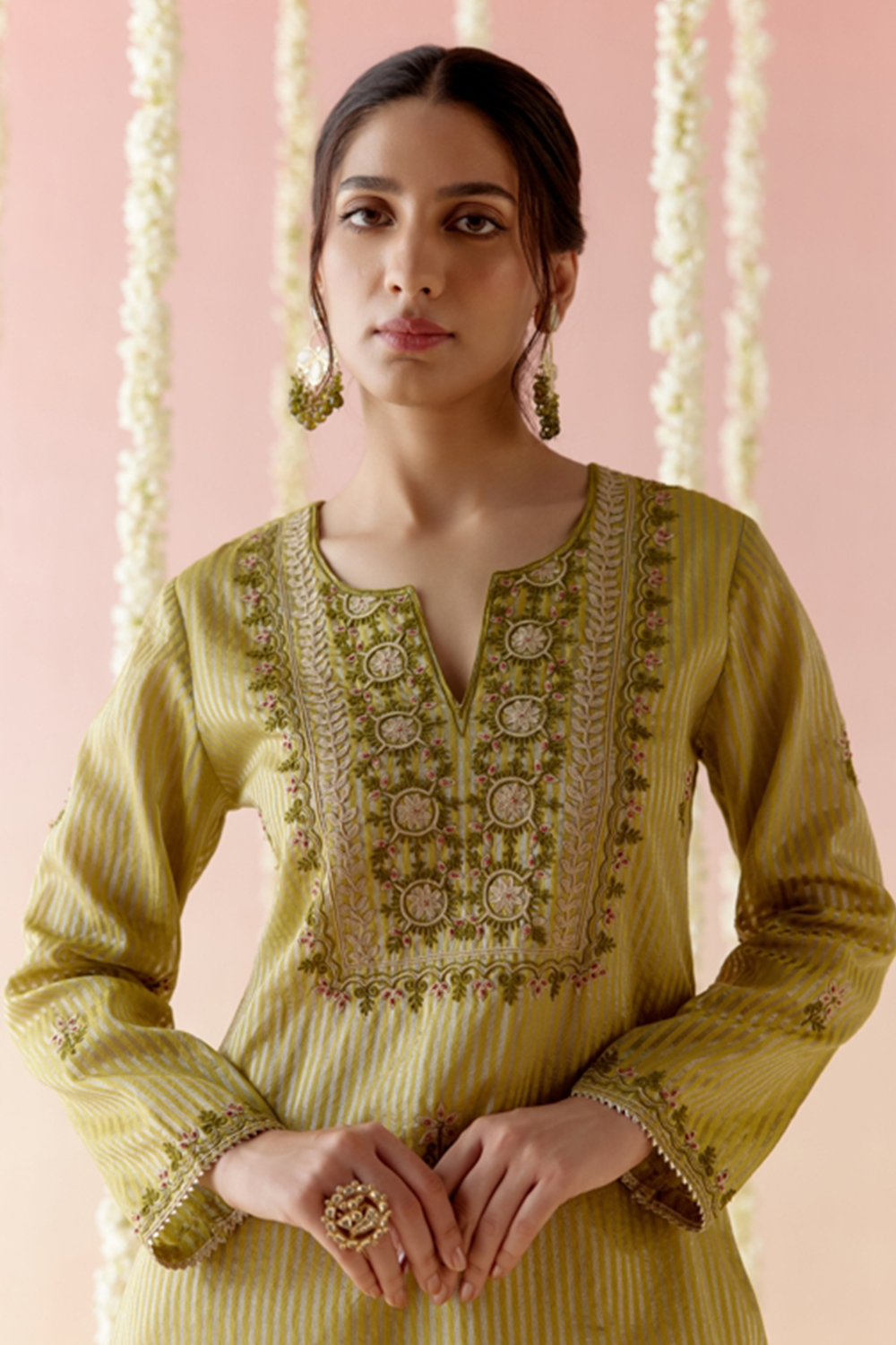 Orchid Green Tissue Kurta with Narrow Pants