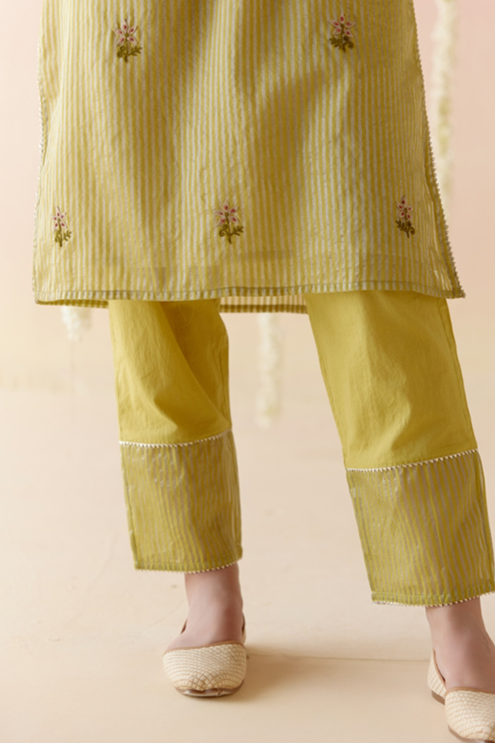 Orchid Green Tissue Kurta with Narrow Pants