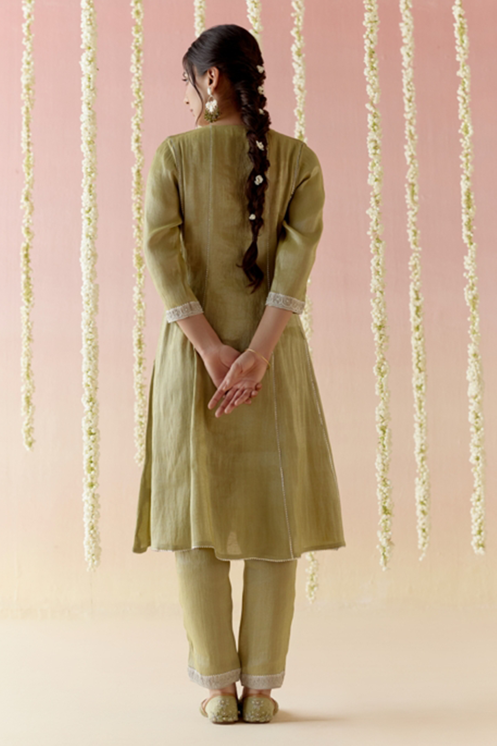 Moss Pearl Tissue Anarkali with Narrow Pants