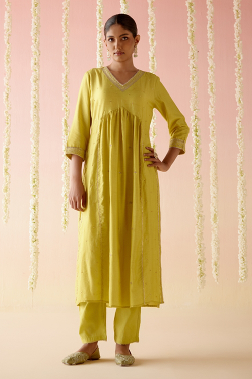 Lilly Lime Alia Cut Kurta with Narrow Pants