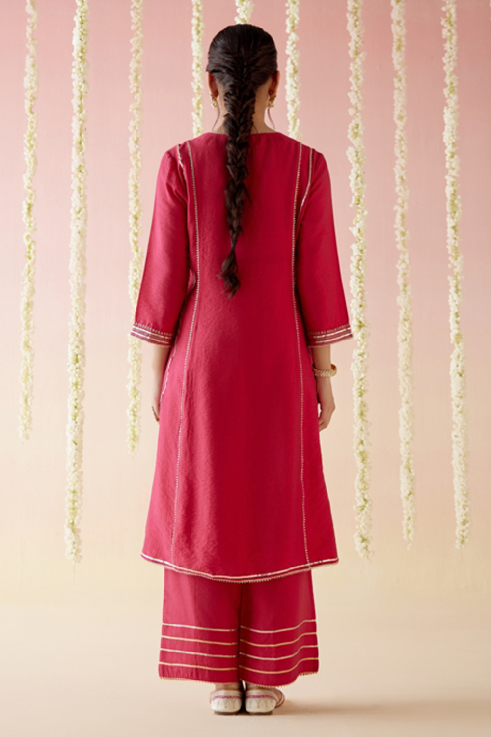 Hibiscus Pink Kurta with Straight Leg Pants