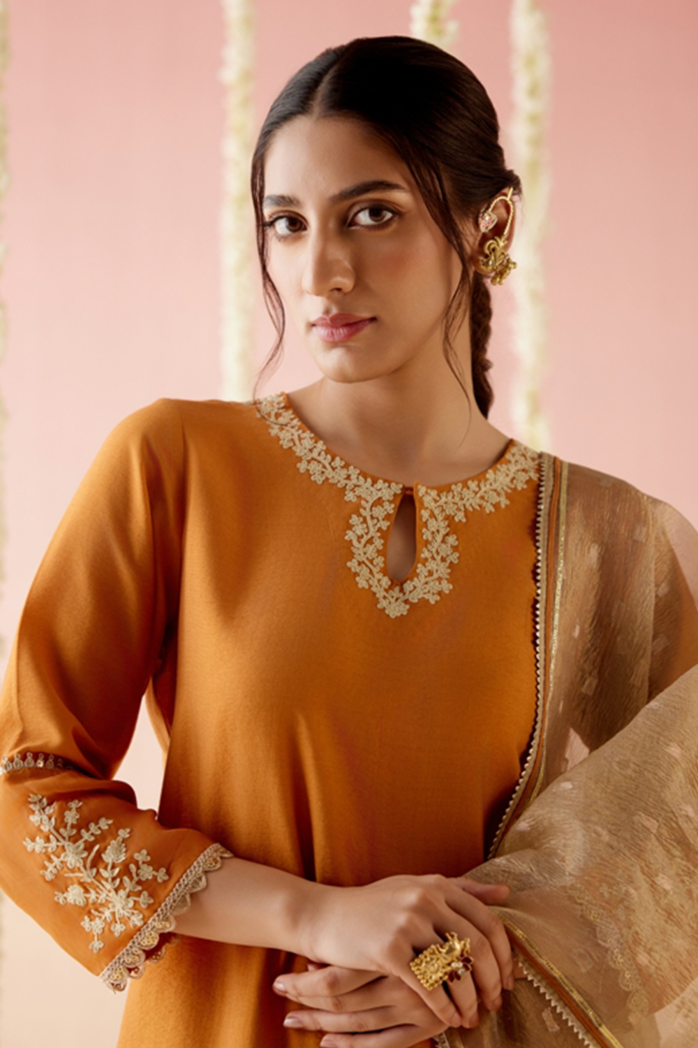 Ditch Lily Orange Kurta with Narrow Pants