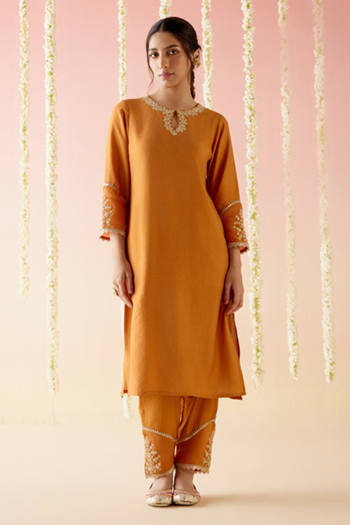 Ditch Lily Orange Kurta with Narrow Pants