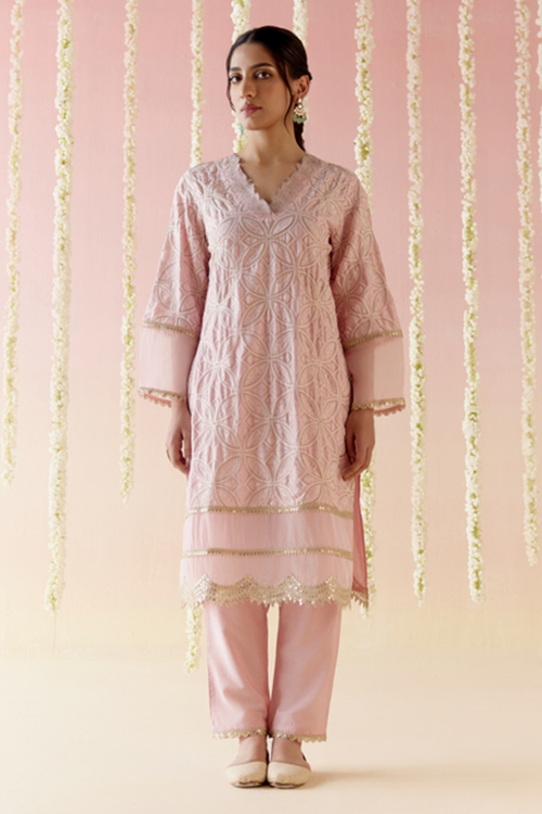 Daisy Pink Kurta with Narrow Pants
