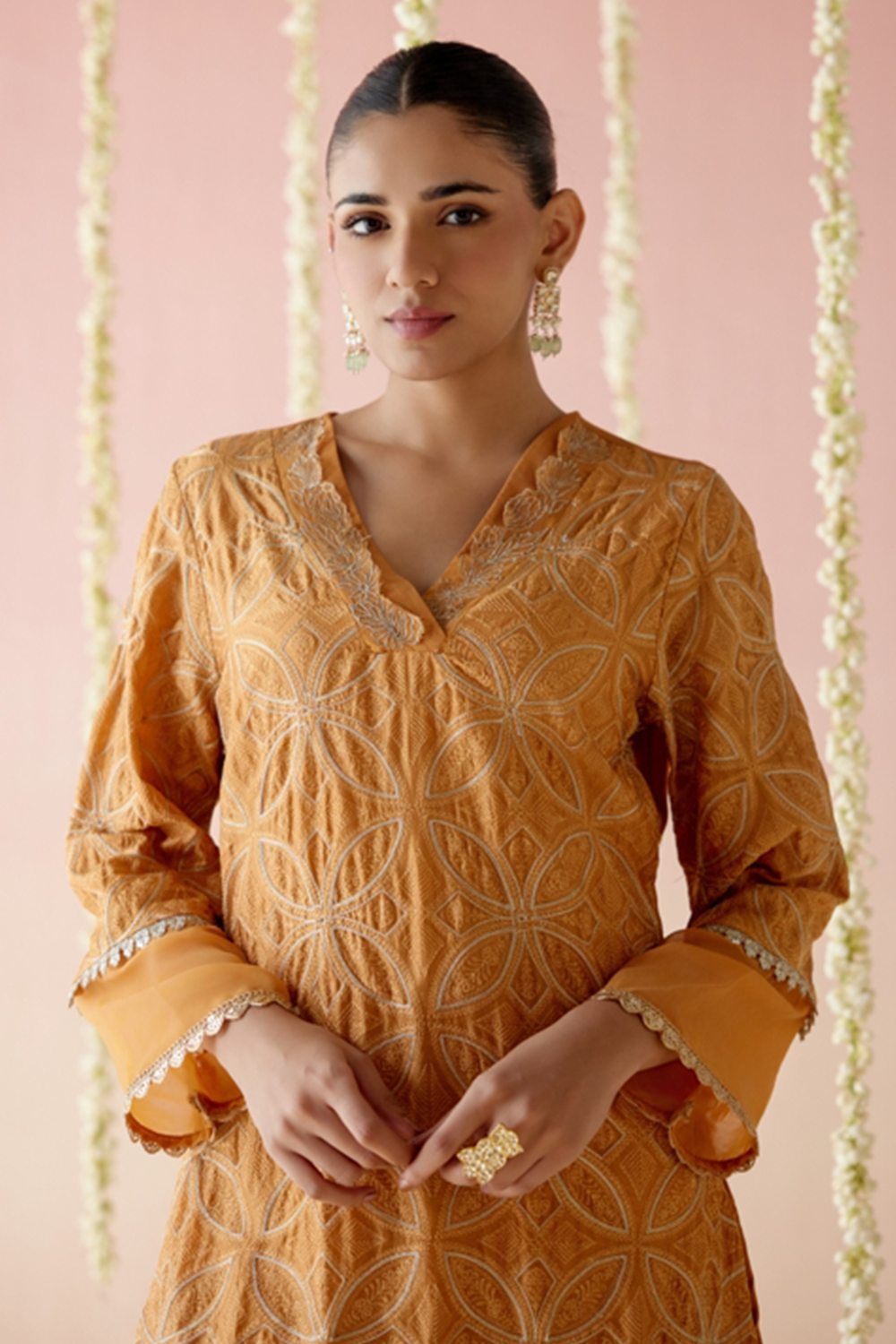 Zinnia Orange Kurta with Narrow Pants