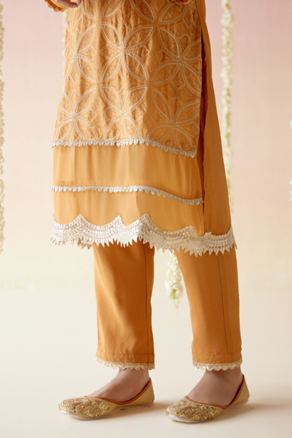 Zinnia Orange Kurta with Narrow Pants