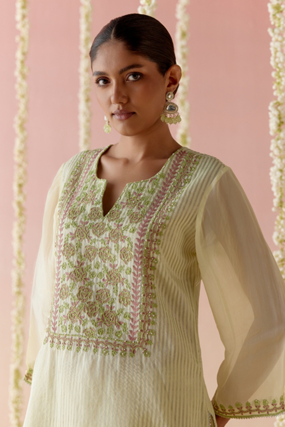 Lime Glory Kurta with Pants and Dupatta