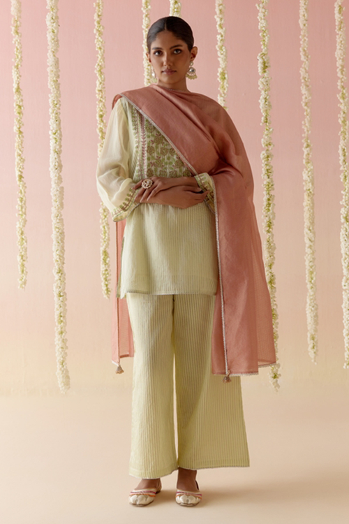 Lime Glory Kurta with Pants and Dupatta