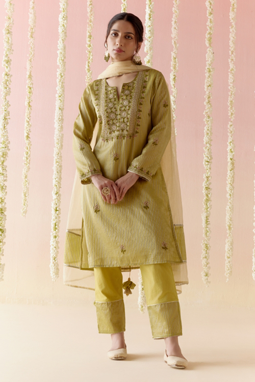 Orchid Green Kurta with Pants and Dupatta