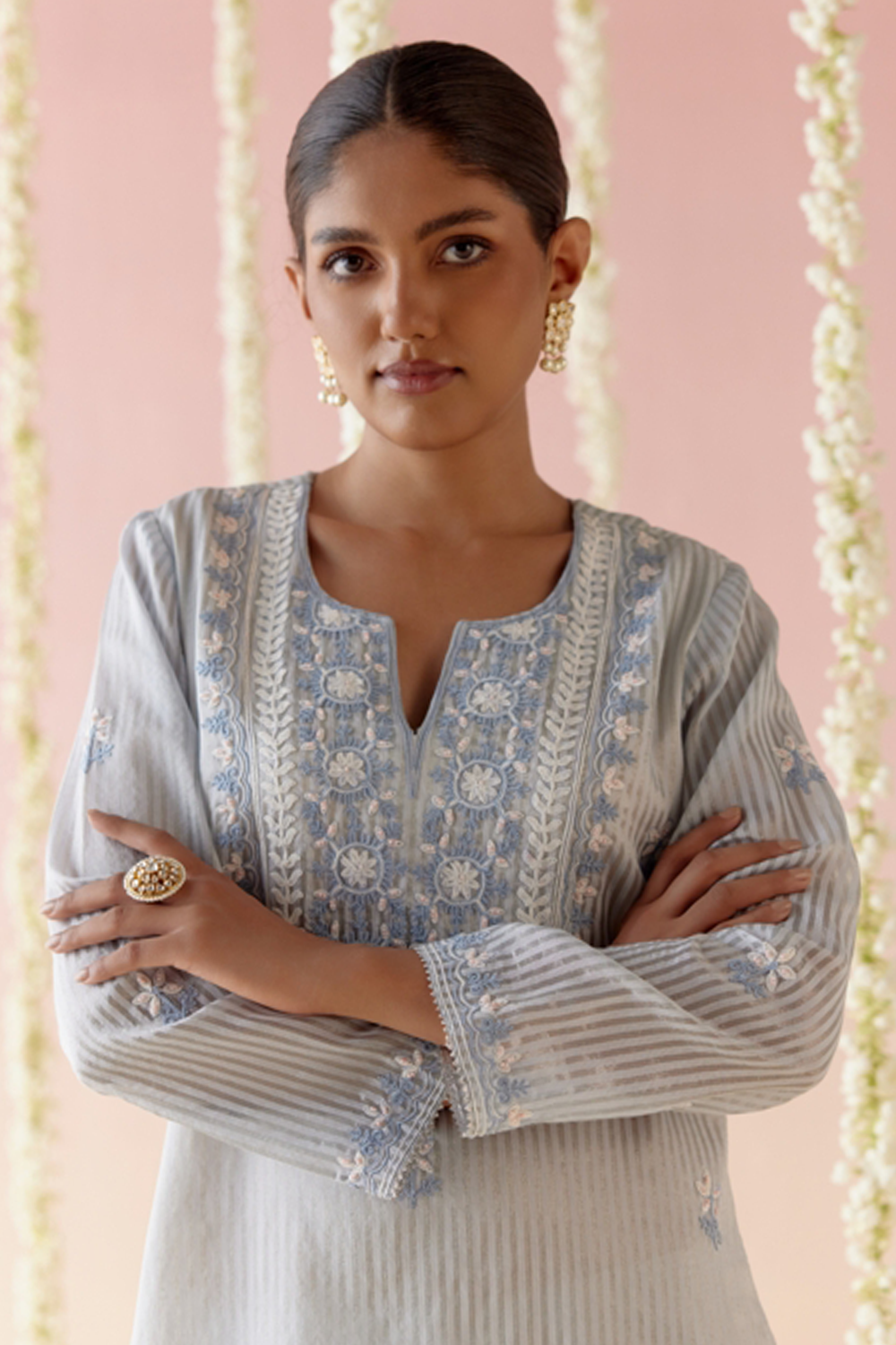 Misty Blue Kurta with Pants and Dupatta