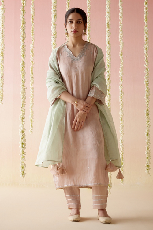 Old Rose Kurta with Pants and Dupatta