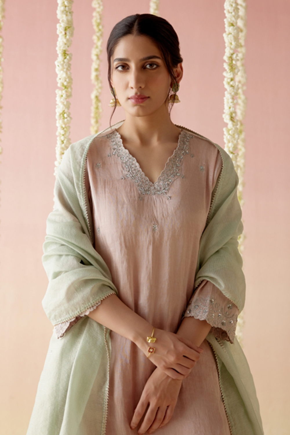 Old Rose Kurta with Pants and Dupatta