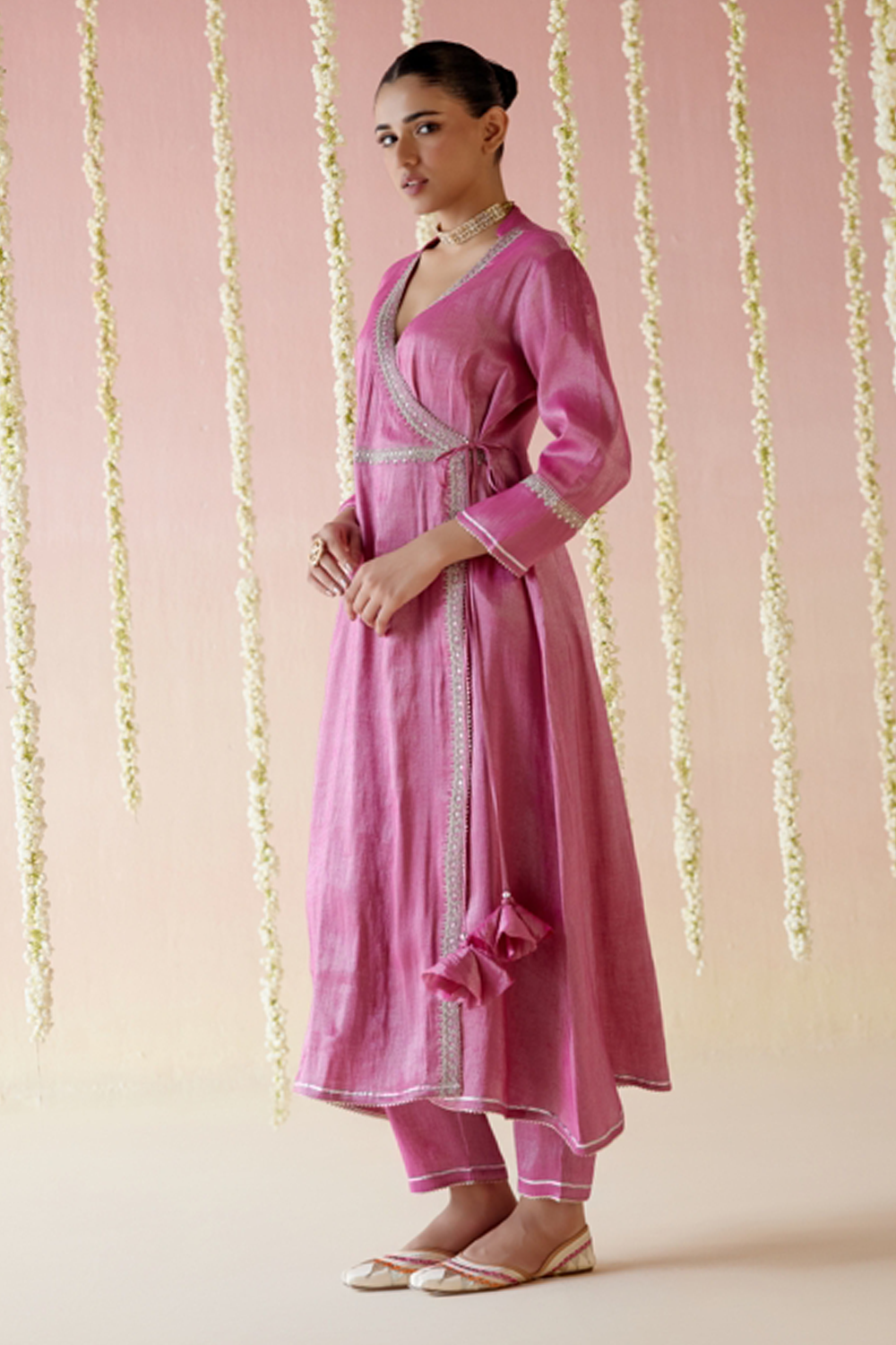 Fuschia Pink Angarakha with Pants and Dupatta