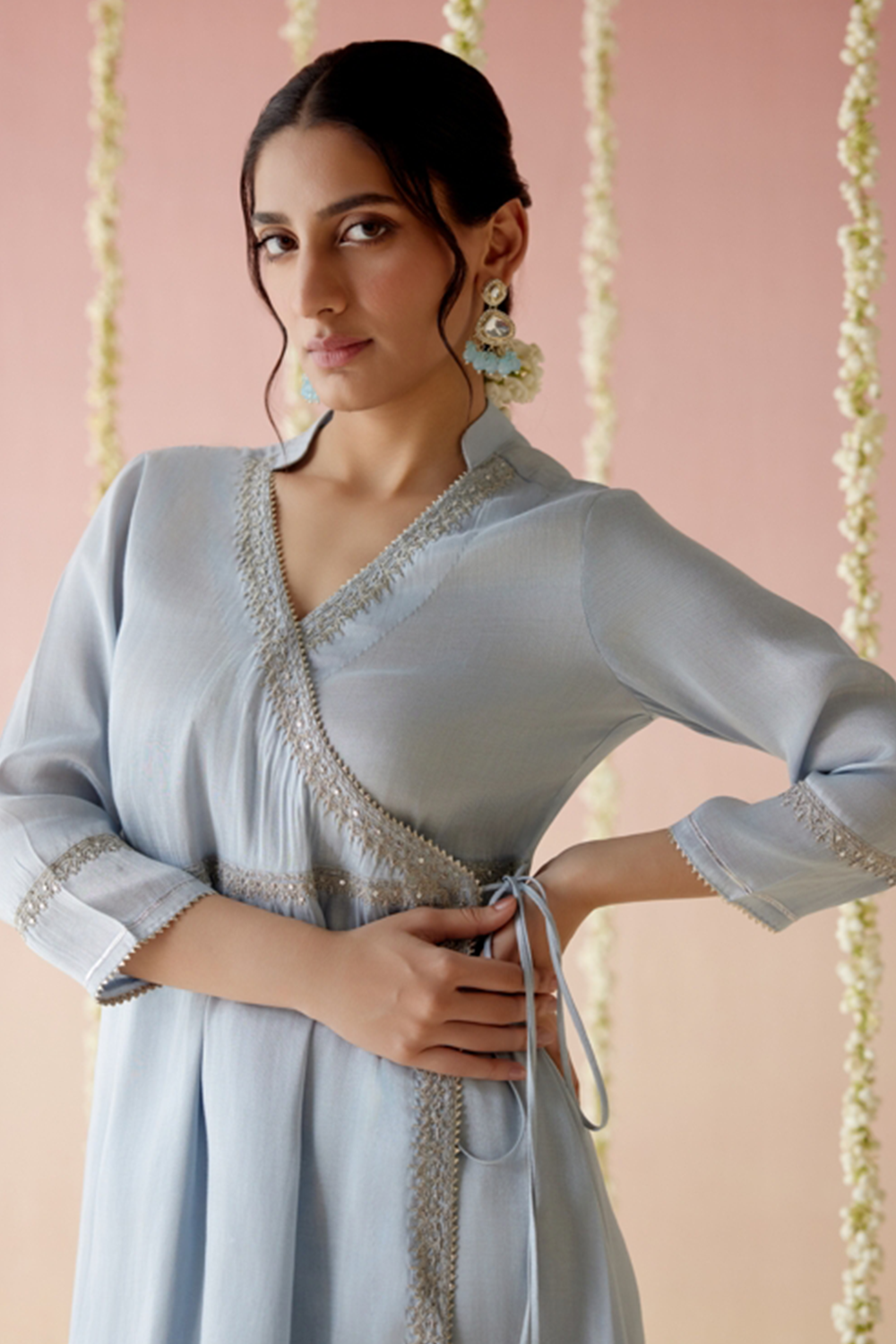 Glory Blue Angarakha with Pants and Dupatta