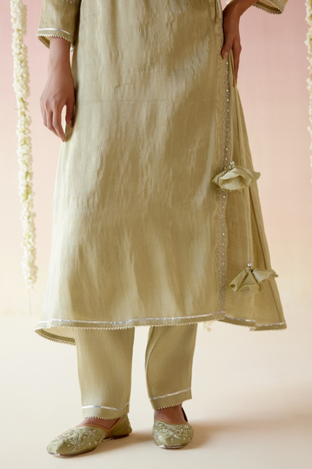 Moss Green Angarakha with Pants and Dupatta