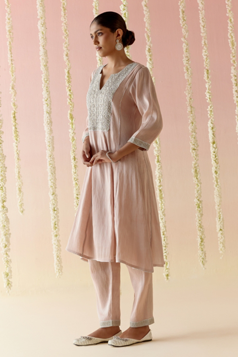 Rosy Pearl Anarkali with Pants and Dupatta