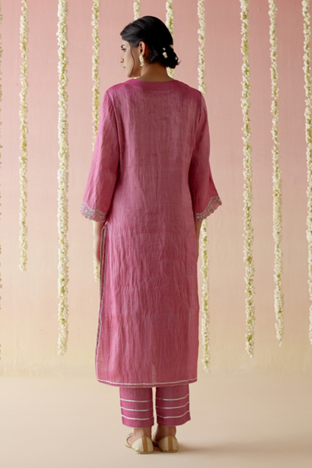 Peony Pink Kurta with Pants and Dupatta