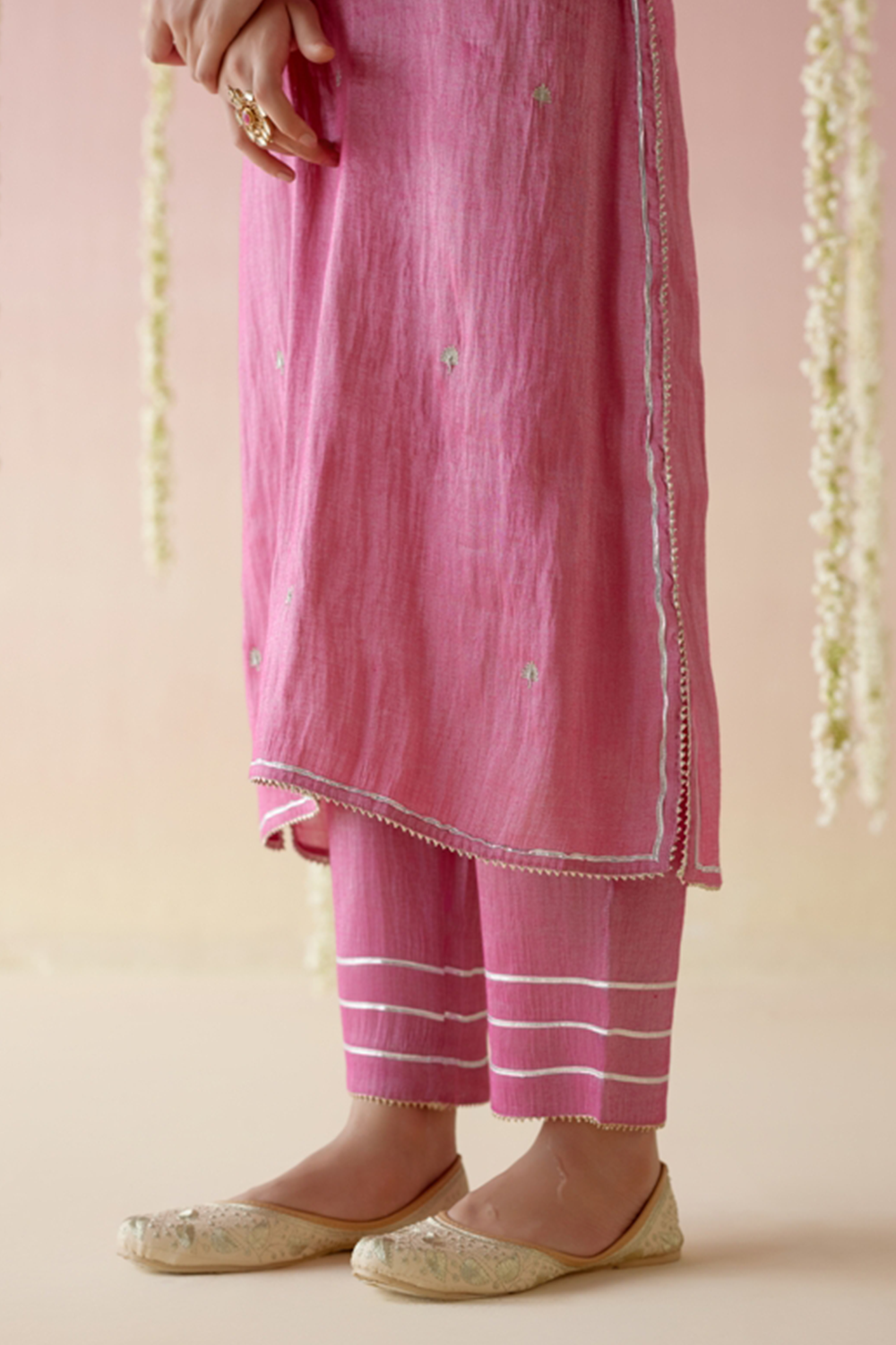 Peony Pink Kurta with Pants and Dupatta