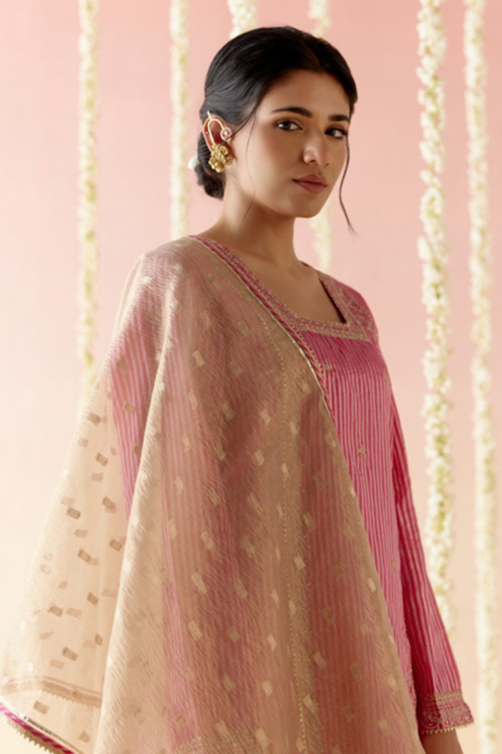 Fuchsia Rose Kurta with Pants and Dupatta