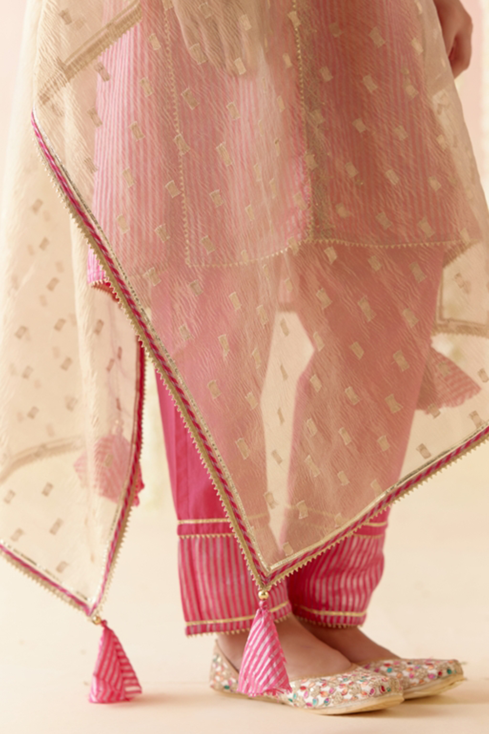 Fuchsia Rose Kurta with Pants and Dupatta