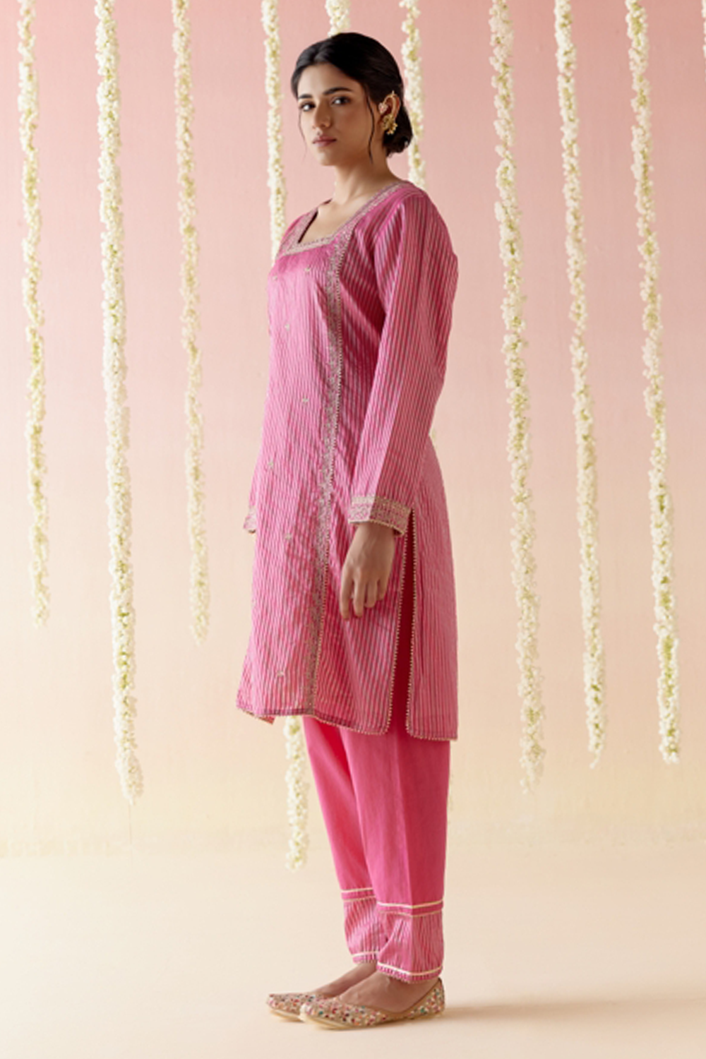 Fuchsia Rose Kurta with Pants and Dupatta