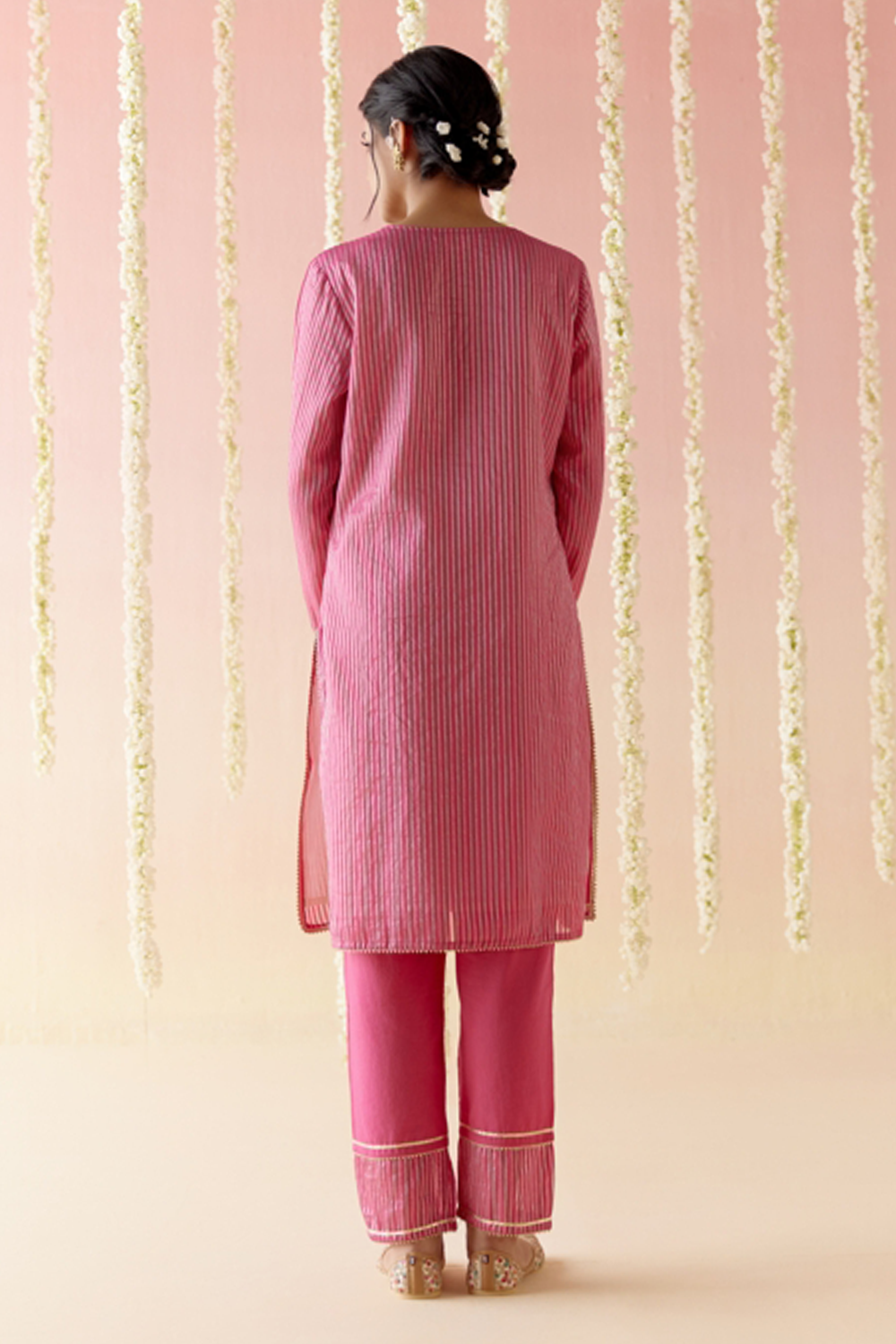 Fuchsia Rose Kurta with Pants and Dupatta