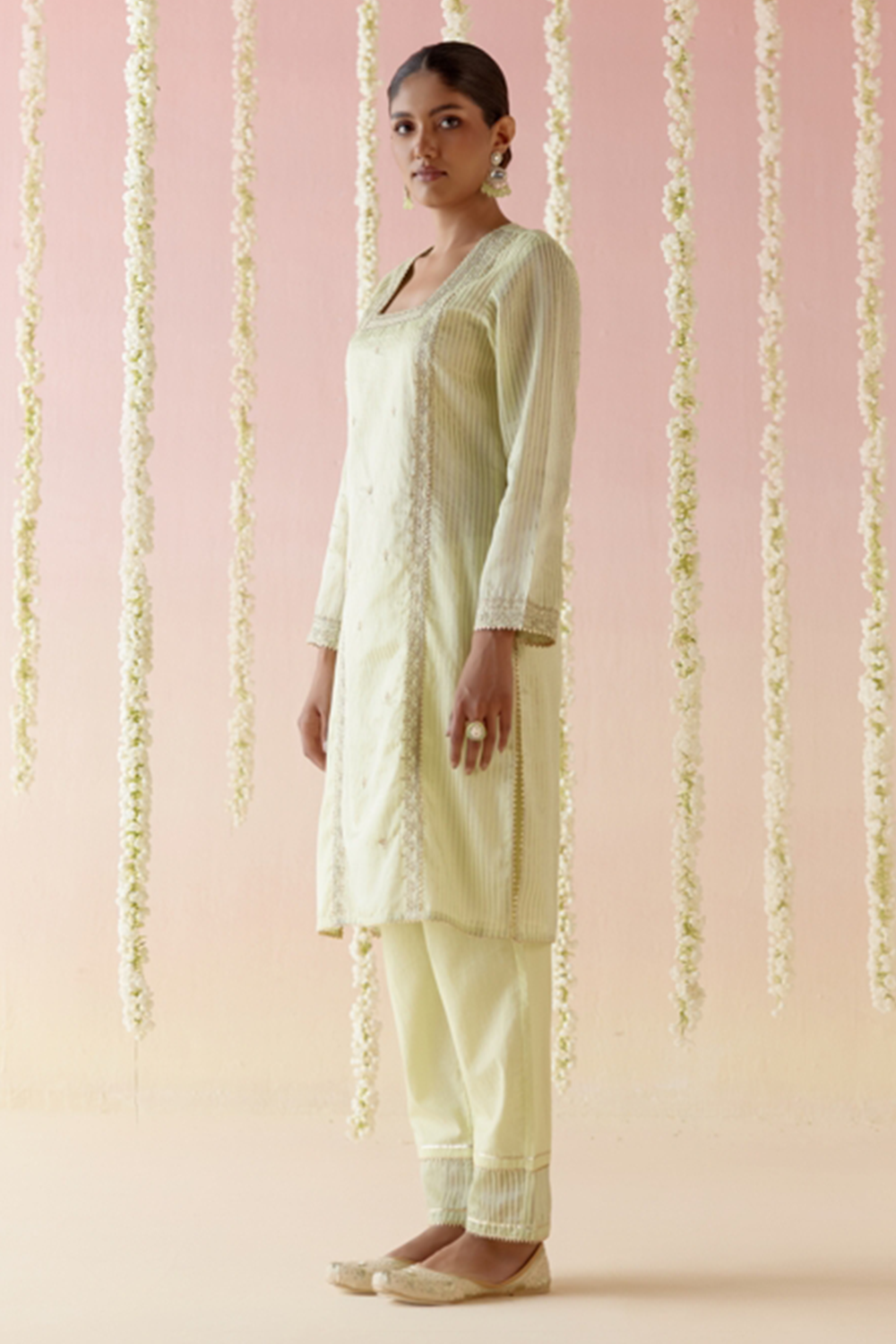 Lotus Green Kurta with Pants and Dupatta