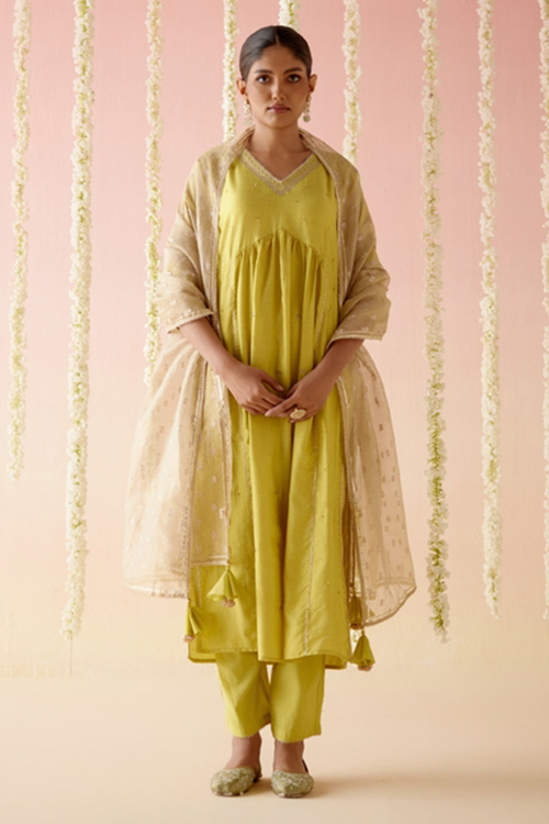 Lilly Lime Kurta with Pants and Dupatta
