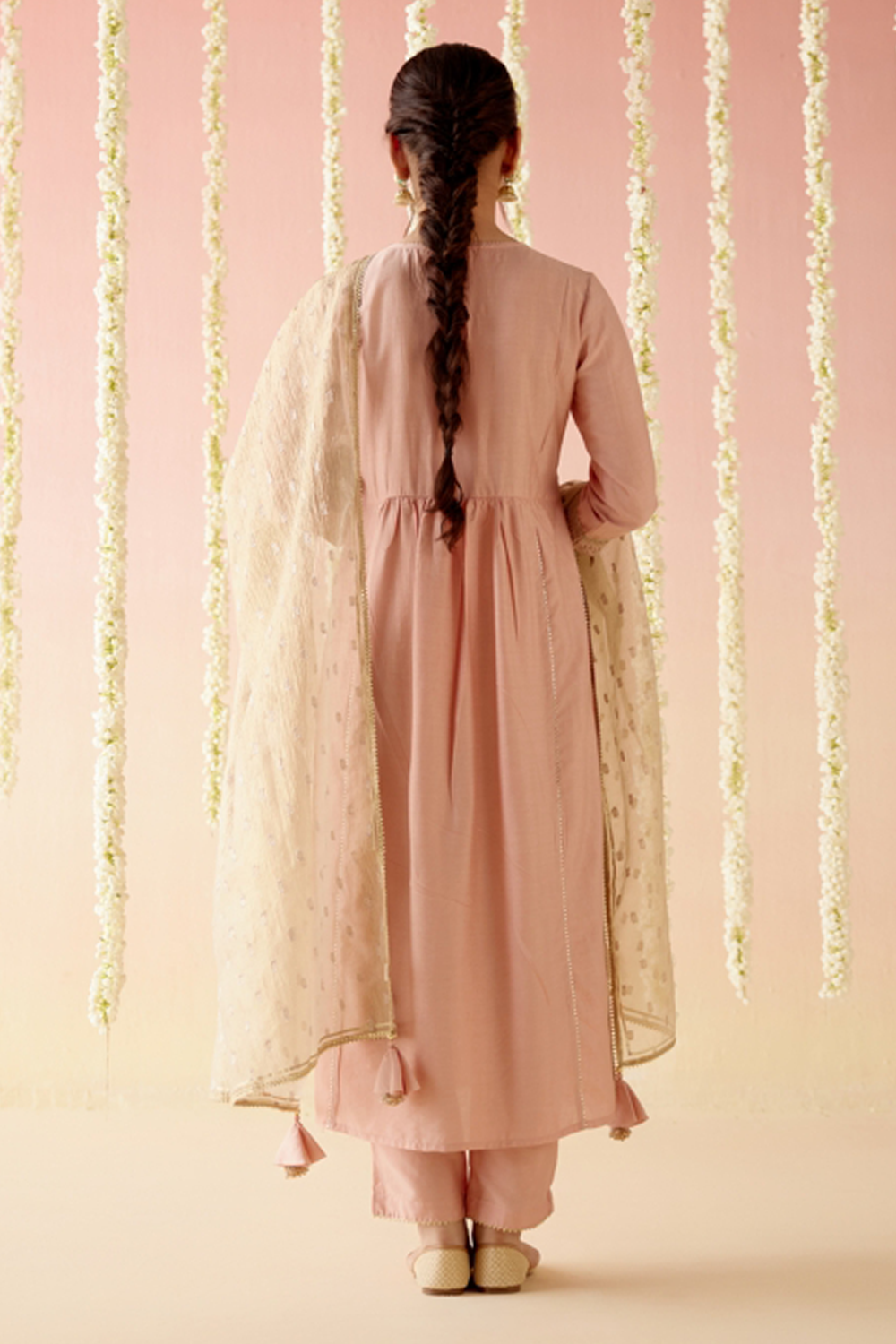 Petunia Peach Kurta with Pants and Dupatta