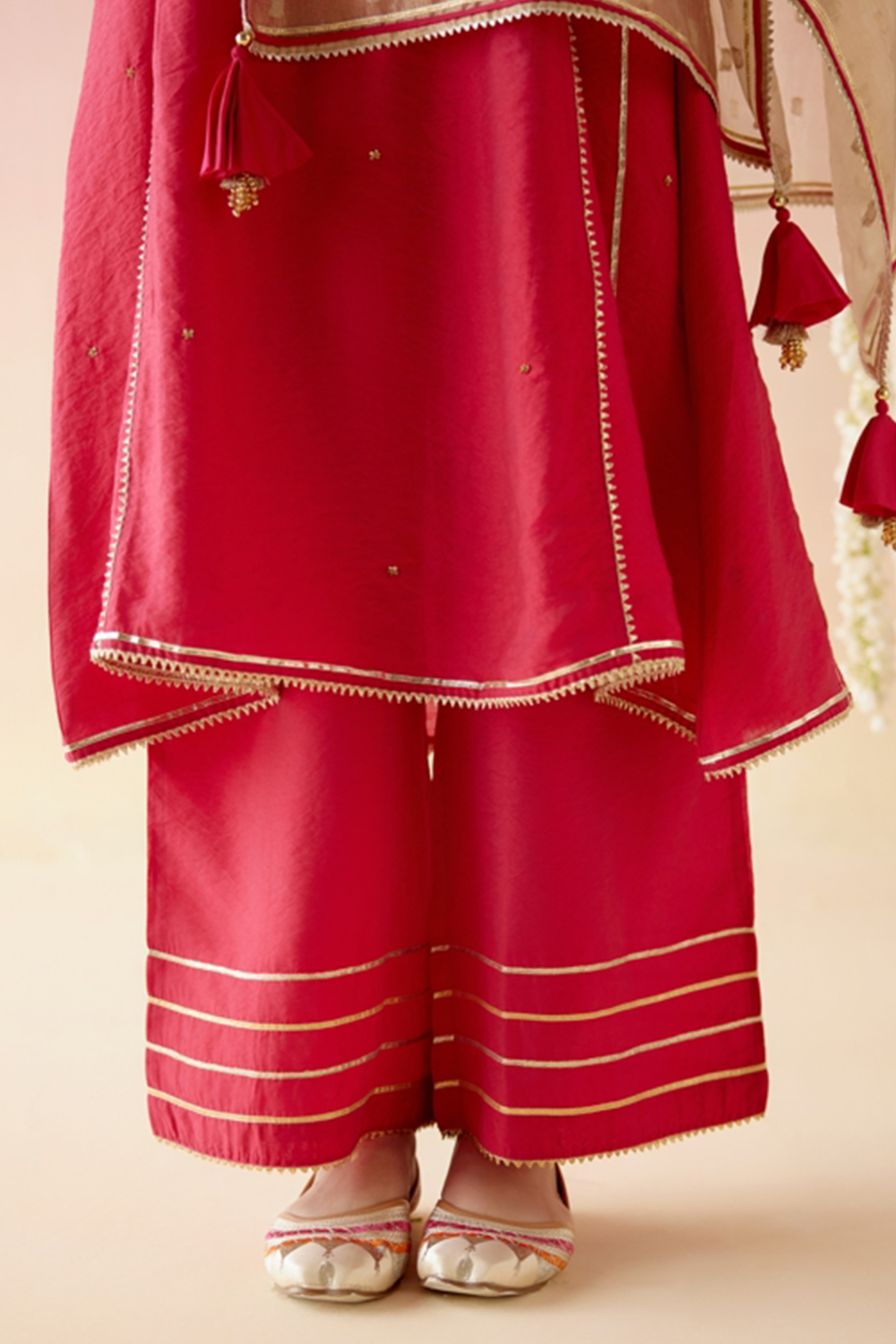 Fuchsia Bloom Gota Anarkali with Pants and Dupatta