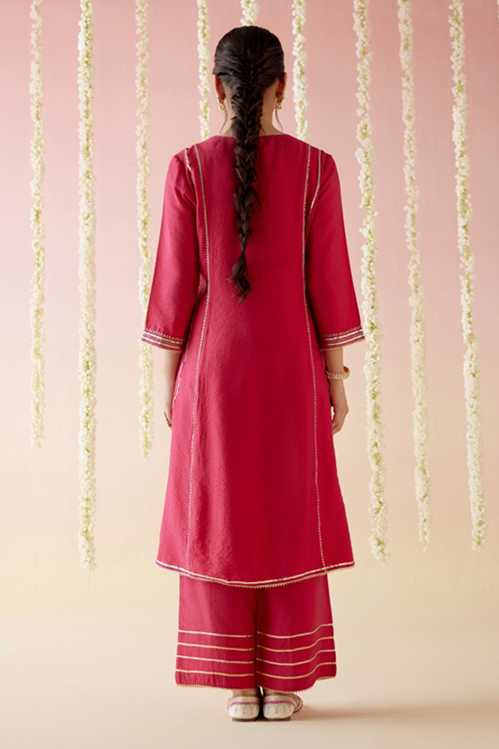 Fuchsia Bloom Gota Anarkali with Pants and Dupatta