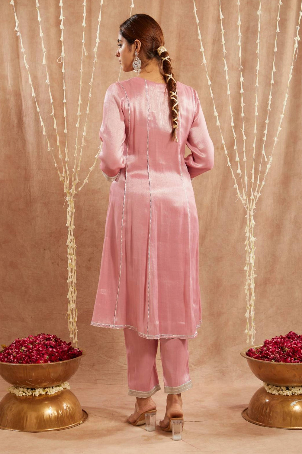 Rose Anarkali With Narrow Pants