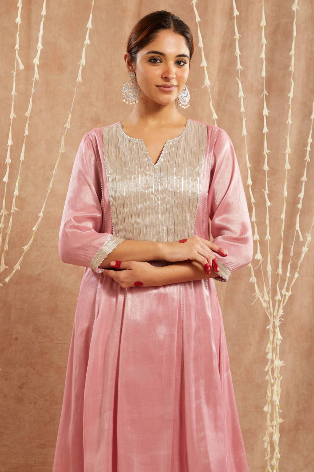 Rose Anarkali With Narrow Pants