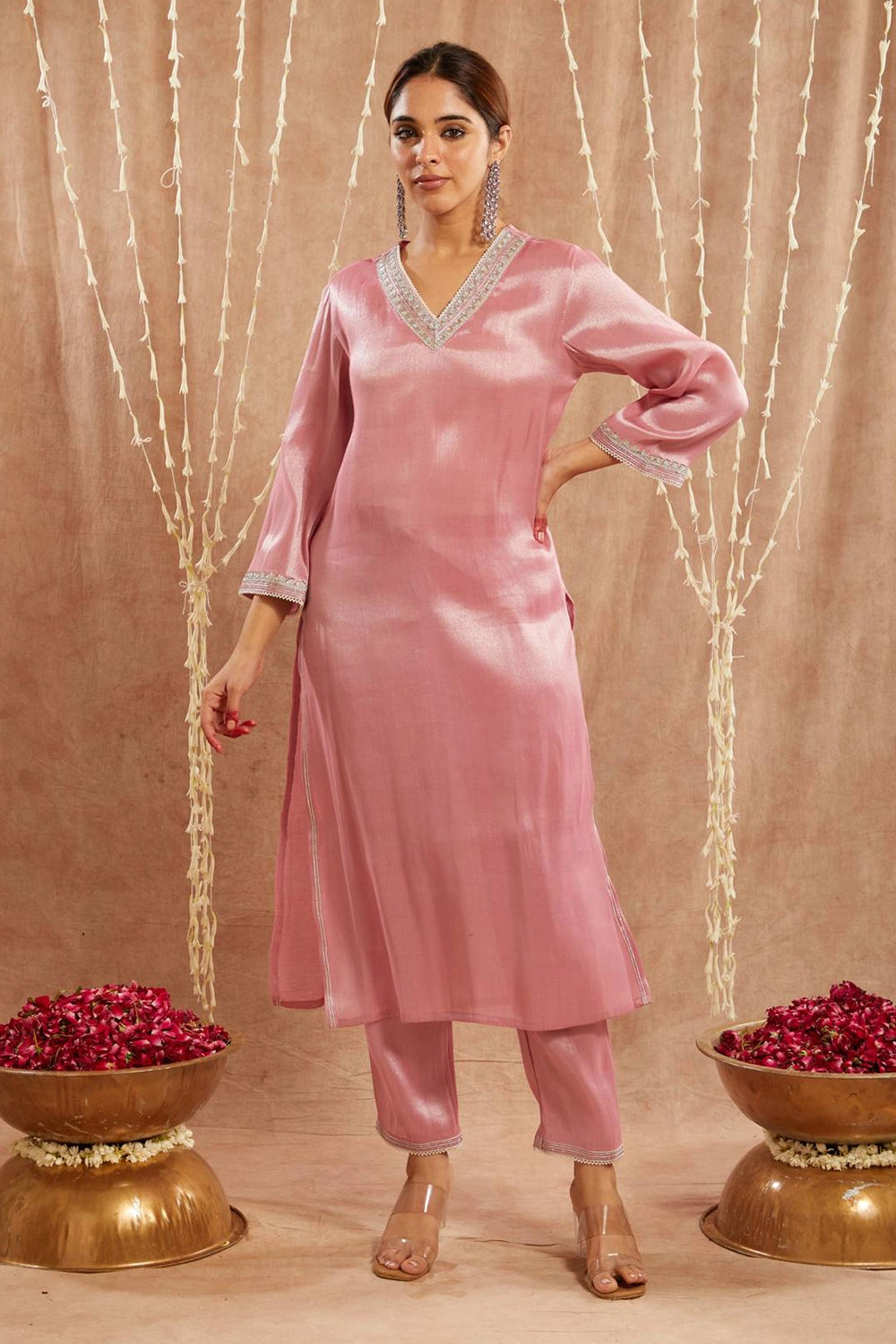 Pink Pearl Kurta With Pants