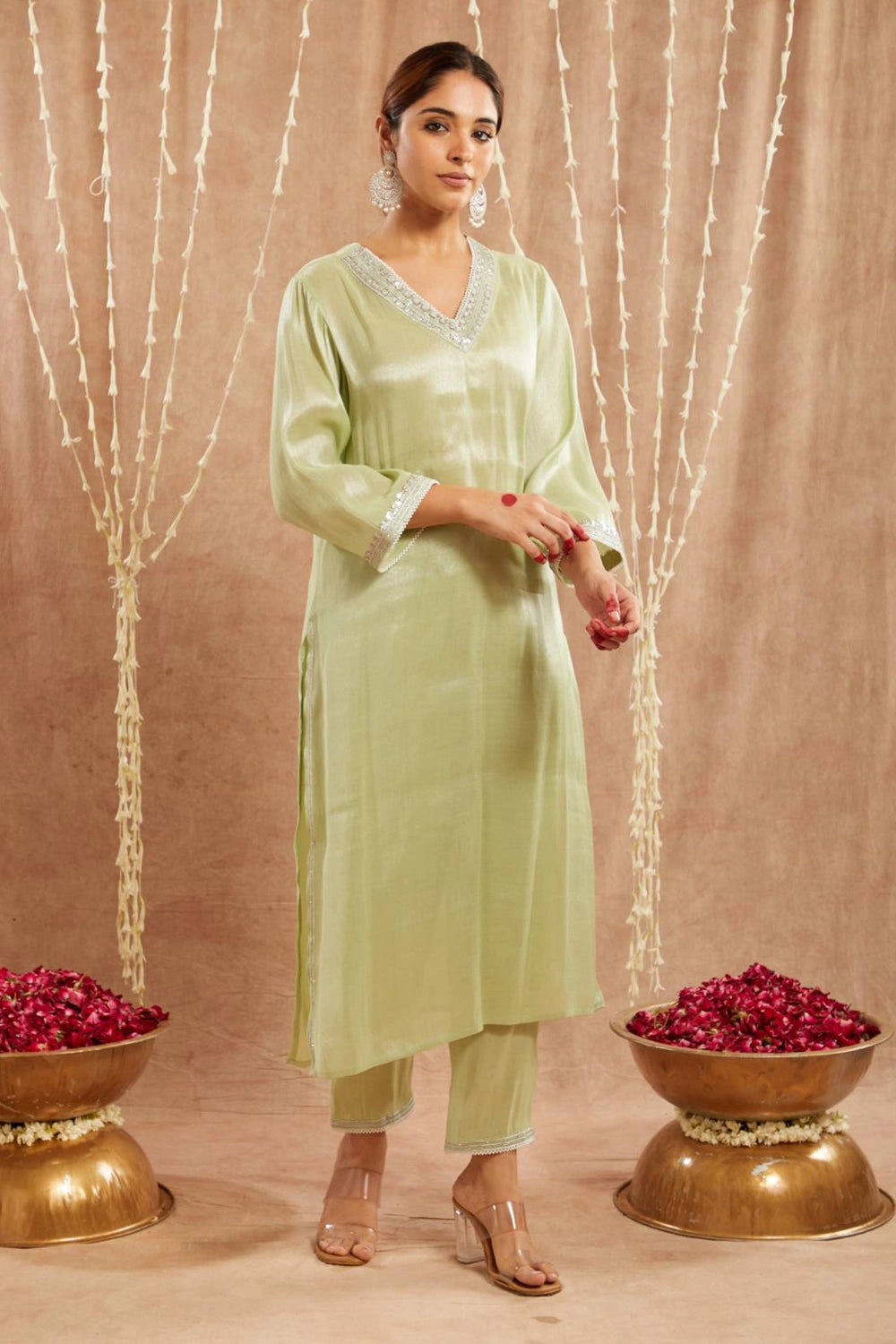 Minty Pearl Kurta With Pants